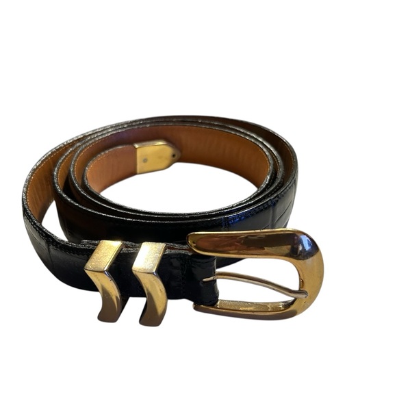 Onyx by Brighton Black Croc Embossed Leather Belt 2X - Picture 5 of 8